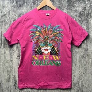 VINTAGE Mardi Gras New Orleans Shirt Mens Medium Made USA Single Stitch 1990 90s